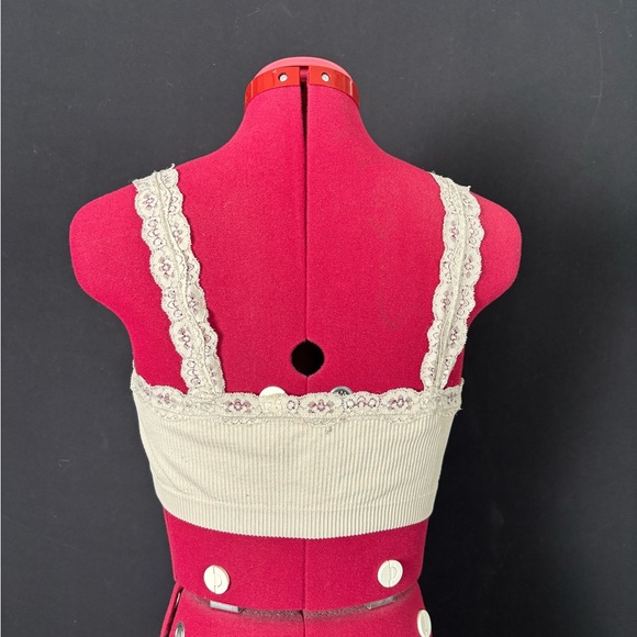 Garage Cream Lace Detail Ribbed Tank - Picture 3 of 4